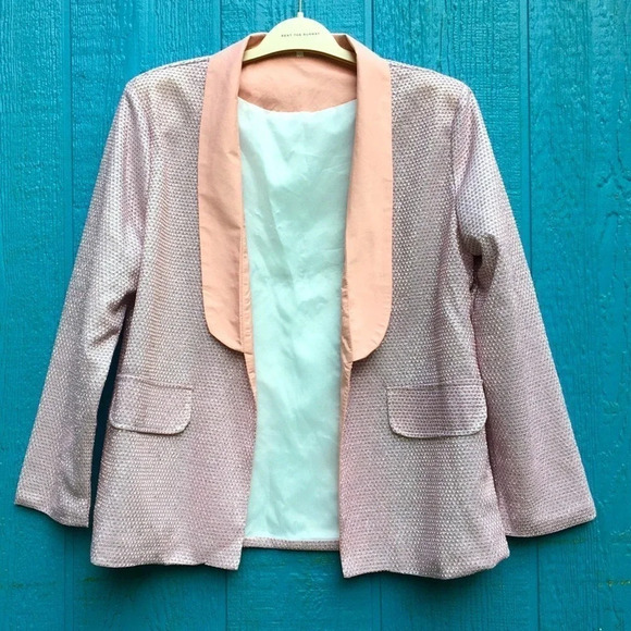 Pink Glitter Blazer Jacket Shiny Sparkly Bling S - Picture 1 of 5